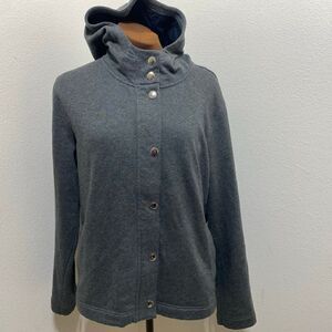 Lauren Ralph Lauren Gray Snap Front Cardigan Sweater Jacket Mock Neck Size Large